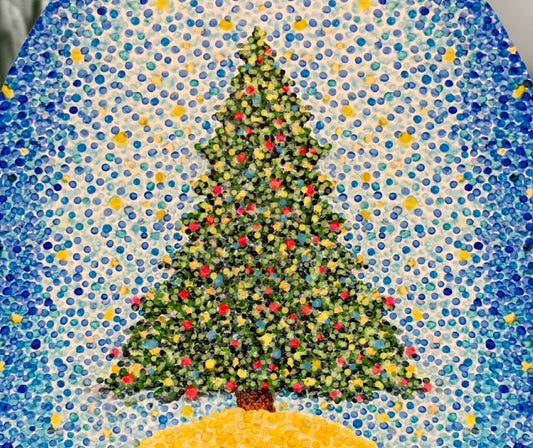 Ceramic Ornament - Pointillism Christmas Tree 1-Side Print Home Decor Printify