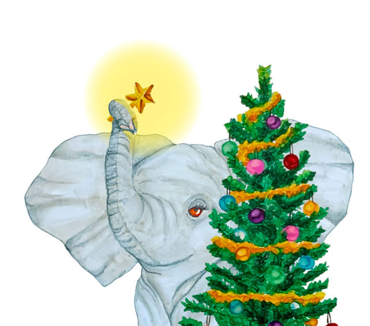 Ceramic Ornaments - Cute Elephant Hanging Star Christmas Tree Decoration Home Decor Printify