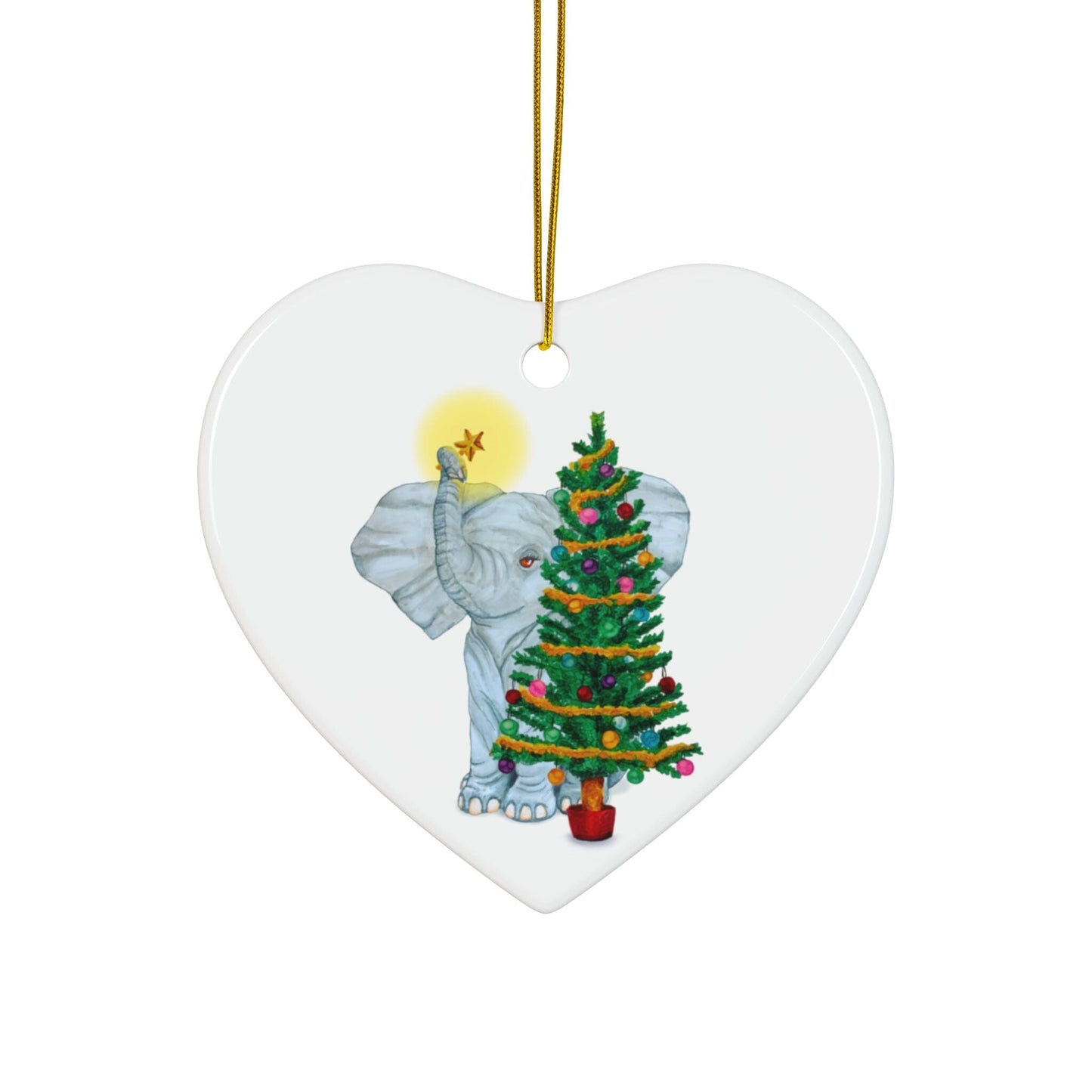 Ceramic Ornaments - Cute Elephant Hanging Star Christmas Tree Decoration Home Decor Printify
