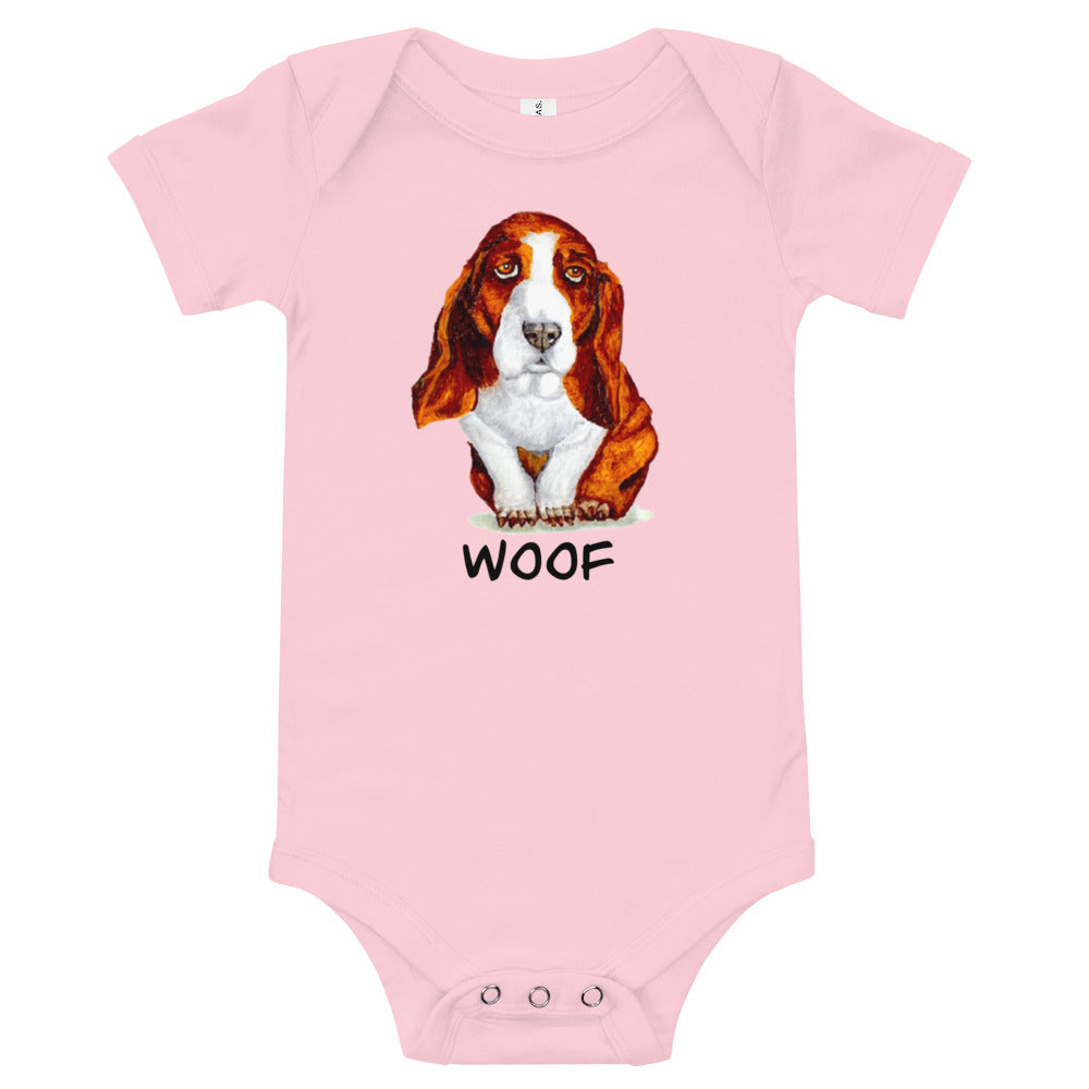 Basset Hound Puppy Baby Short Sleeve One Piece Baby One-Pieces Indie Darling Design