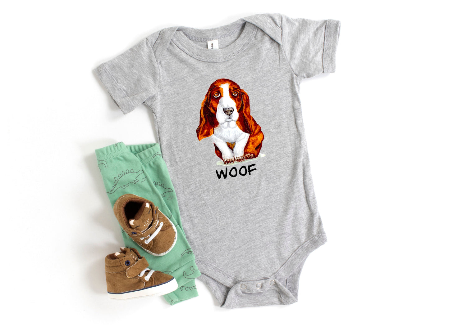 Basset Hound Puppy Baby Short Sleeve One Piece Baby One-Pieces Indie Darling Design