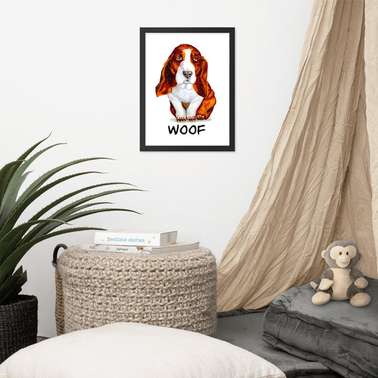 Basset Hound Puppy Framed Poster Posters, Prints, & Visual Artwork Indie Darling Design