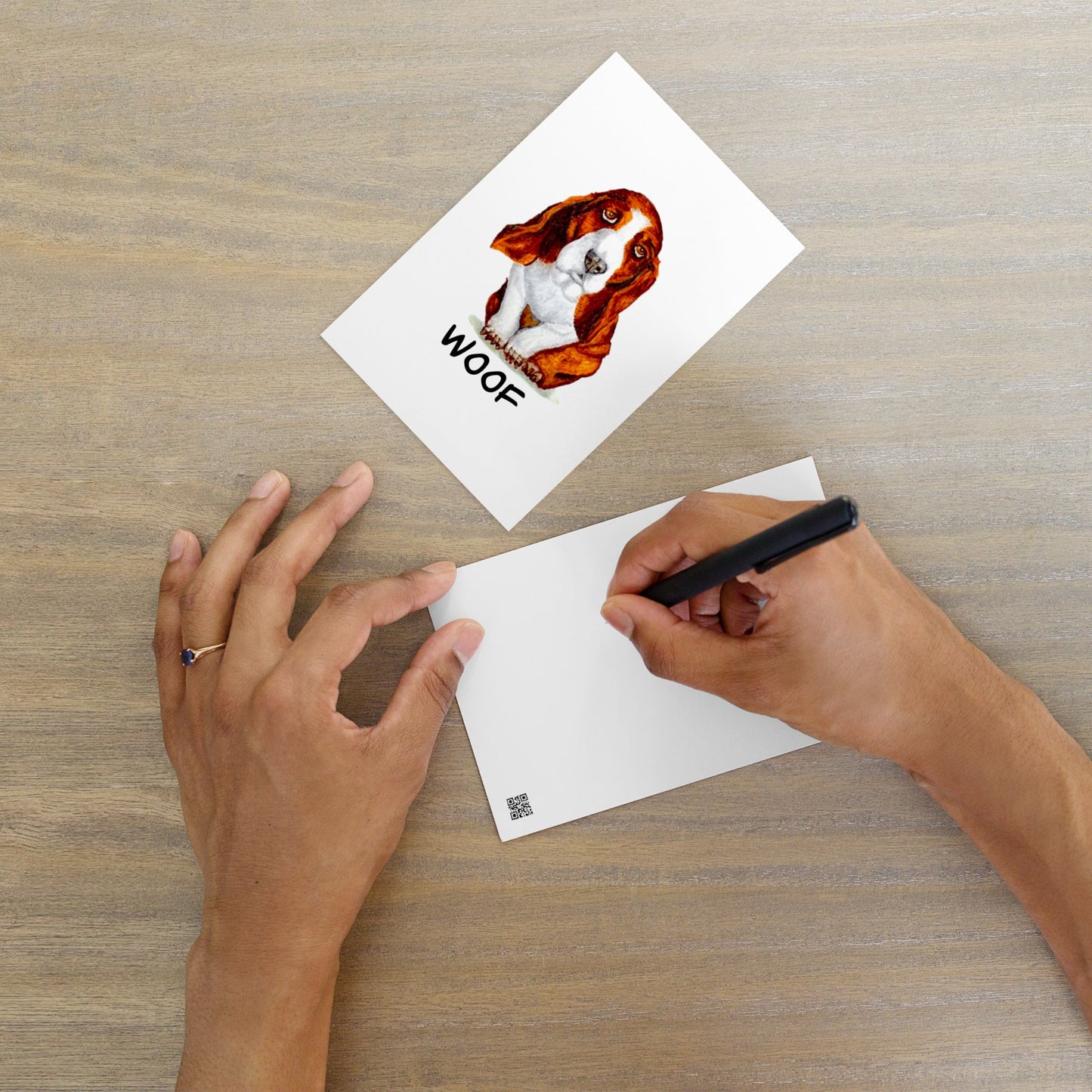Basset Hound Puppy Illustrated Flat Card Greeting & Note Cards Indie Darling Design