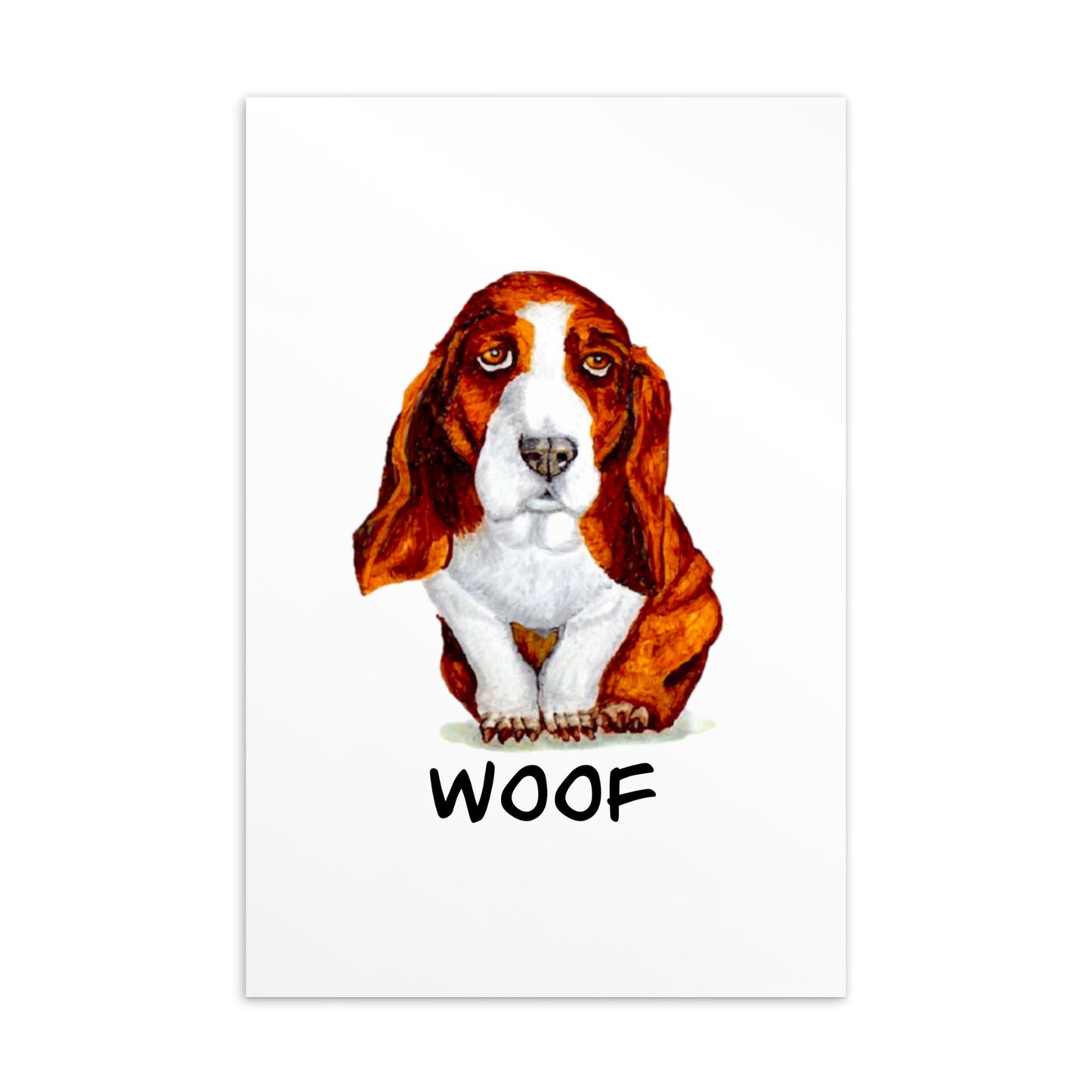 Basset Hound Puppy Illustrated Flat Card Greeting & Note Cards Indie Darling Design