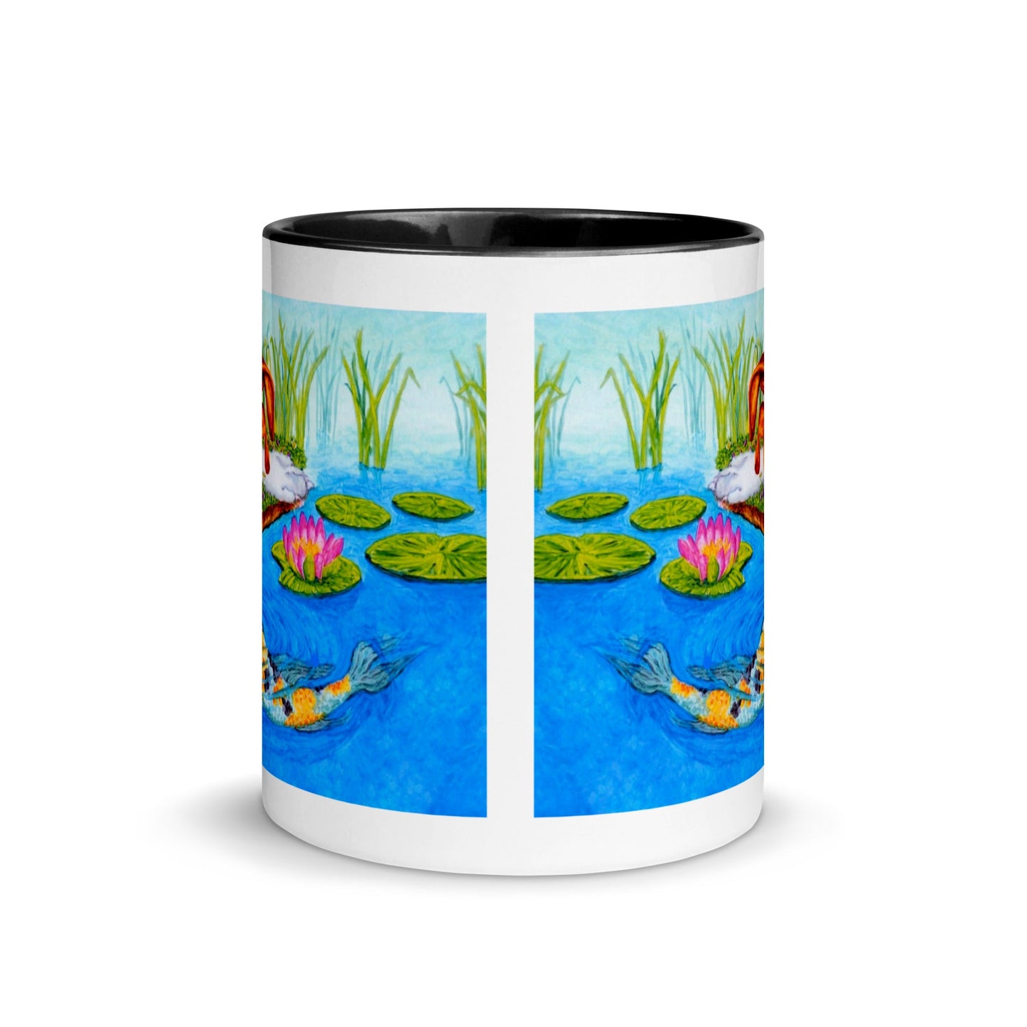 Boxer Puppy and Koi Kiss Two-Tone Mug Mugs Indie Darling Design
