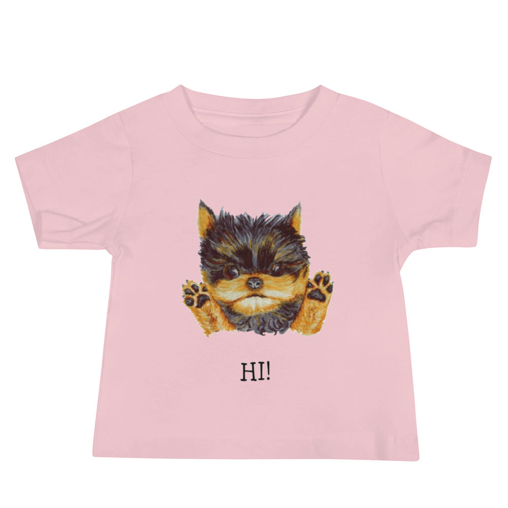 Corgie Puppy Baby Jersey Short Sleeve Tee T-shirt Indie Darling Design Pink 6-12m