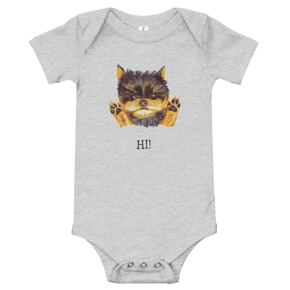 Corgie Puppy Baby Short Sleeve One Piece Baby One-Pieces Indie Darling Design Athletic Heather 3-6m