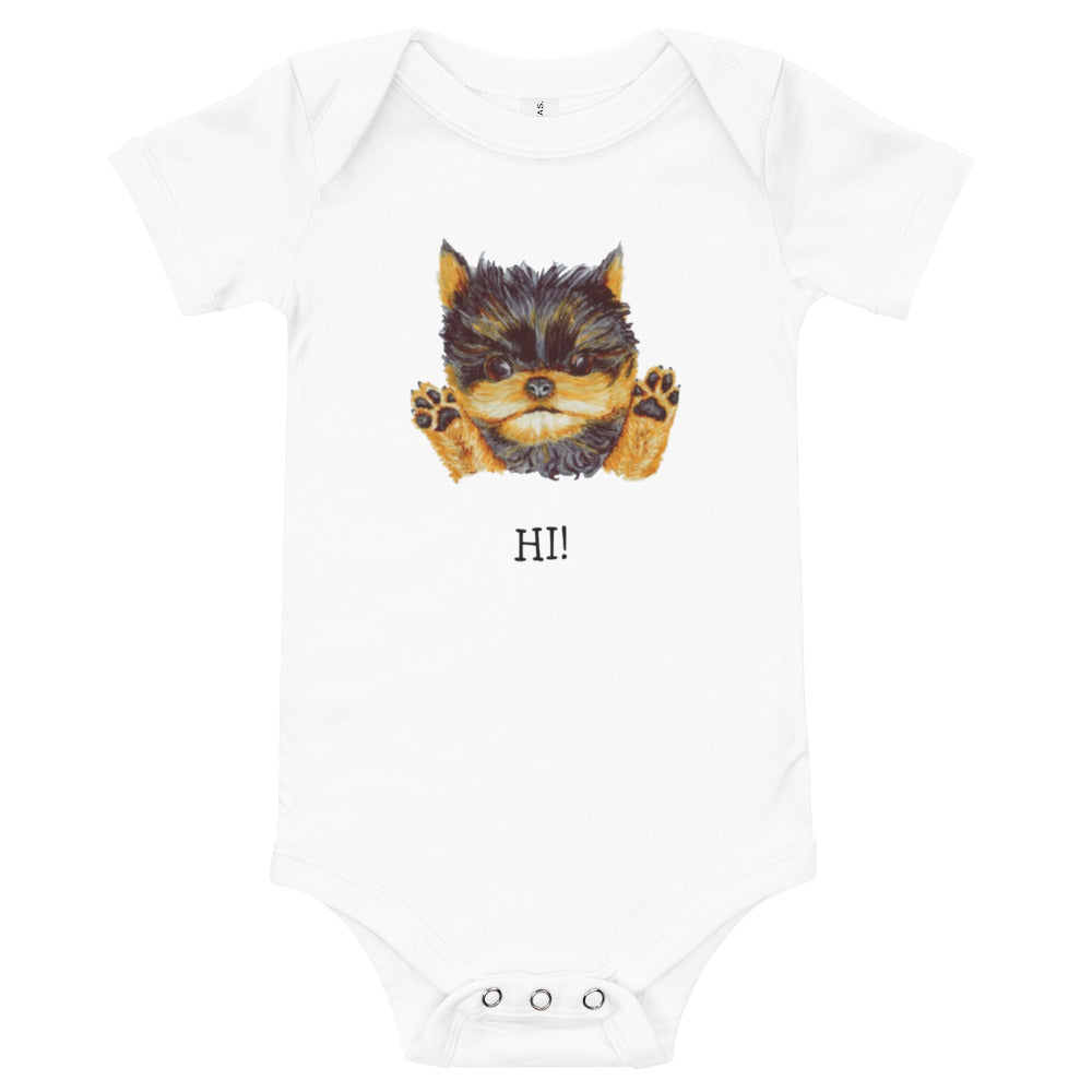 Corgie Puppy Baby Short Sleeve One Piece Baby One-Pieces Indie Darling Design White 3-6m