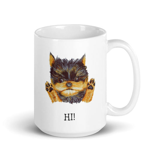 Corgie Puppy on White Glossy Mug Mugs Indie Darling Design