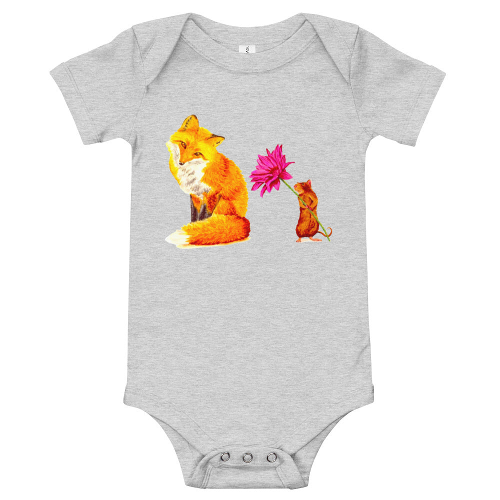 Fox and Mouse Baby Short Sleeve One Piece Baby One-Pieces Indie Darling Design