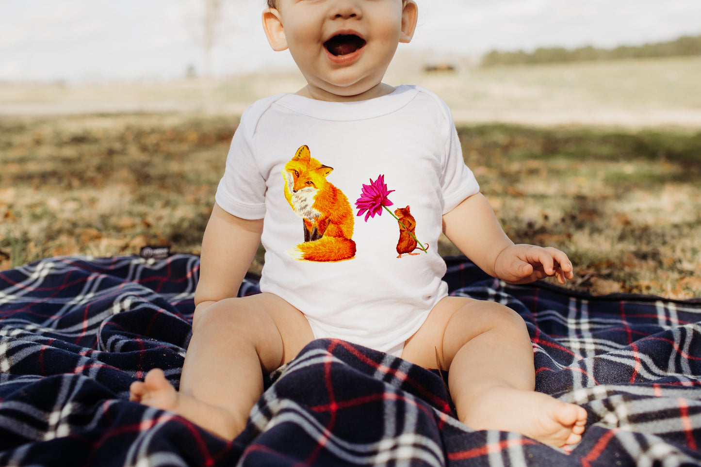 Fox and Mouse Baby Short Sleeve One Piece Baby One-Pieces Indie Darling Design