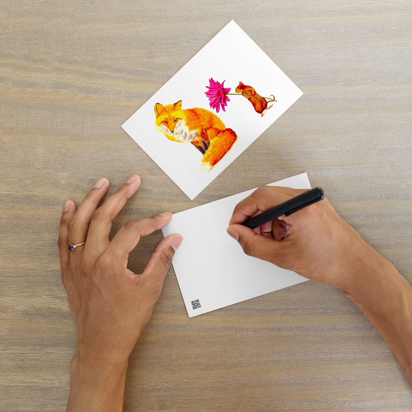 Fox and Mouse Illustrated Flat Card Greeting & Note Cards Indie Darling Design