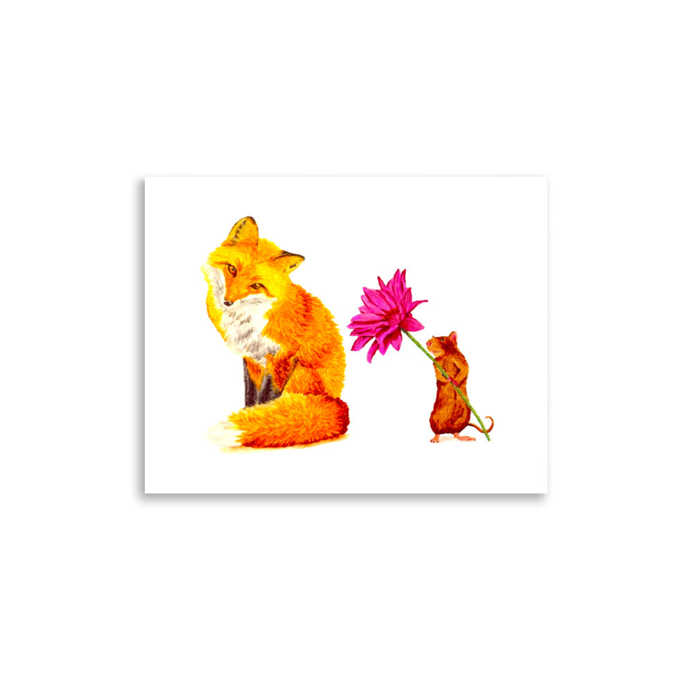 Fox and Mouse Illustrated Poster Print without Frame Posters, Prints, & Visual Artwork Indie Darling Design