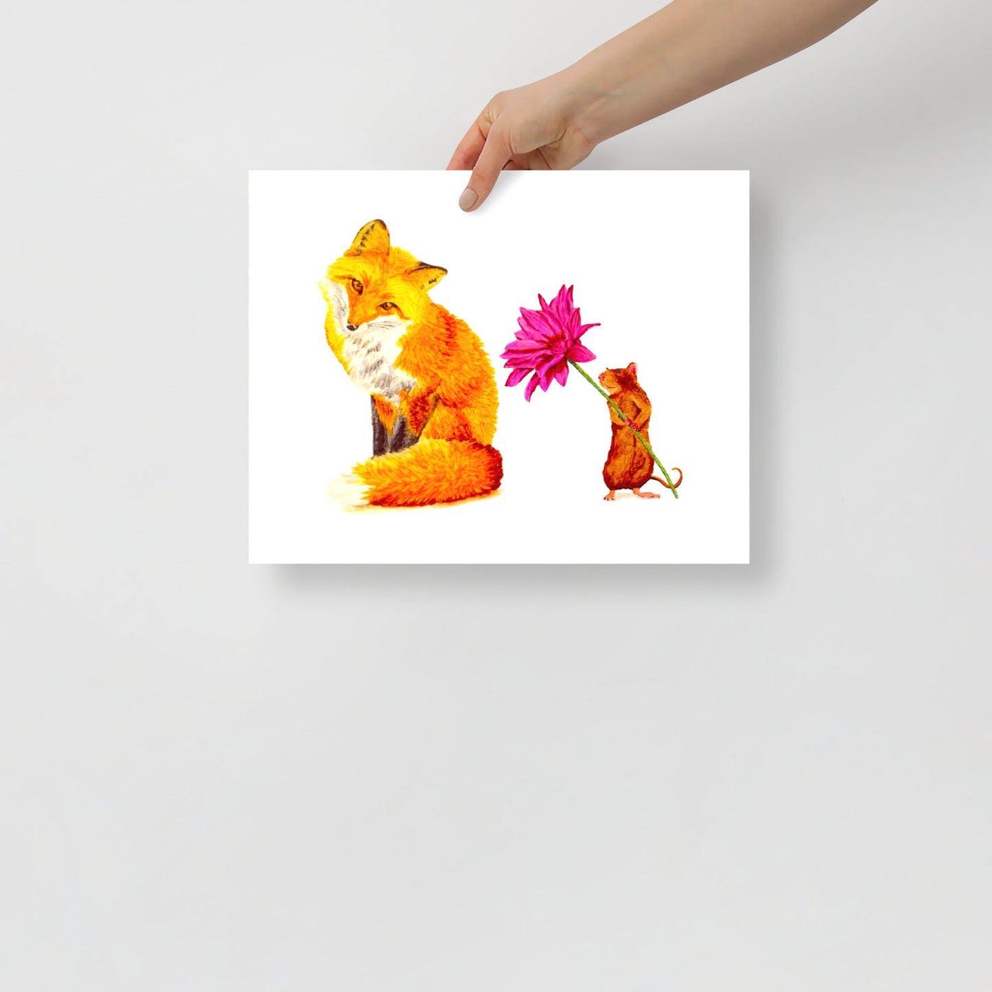 Fox and Mouse Illustrated Poster Print without Frame Posters, Prints, & Visual Artwork Indie Darling Design