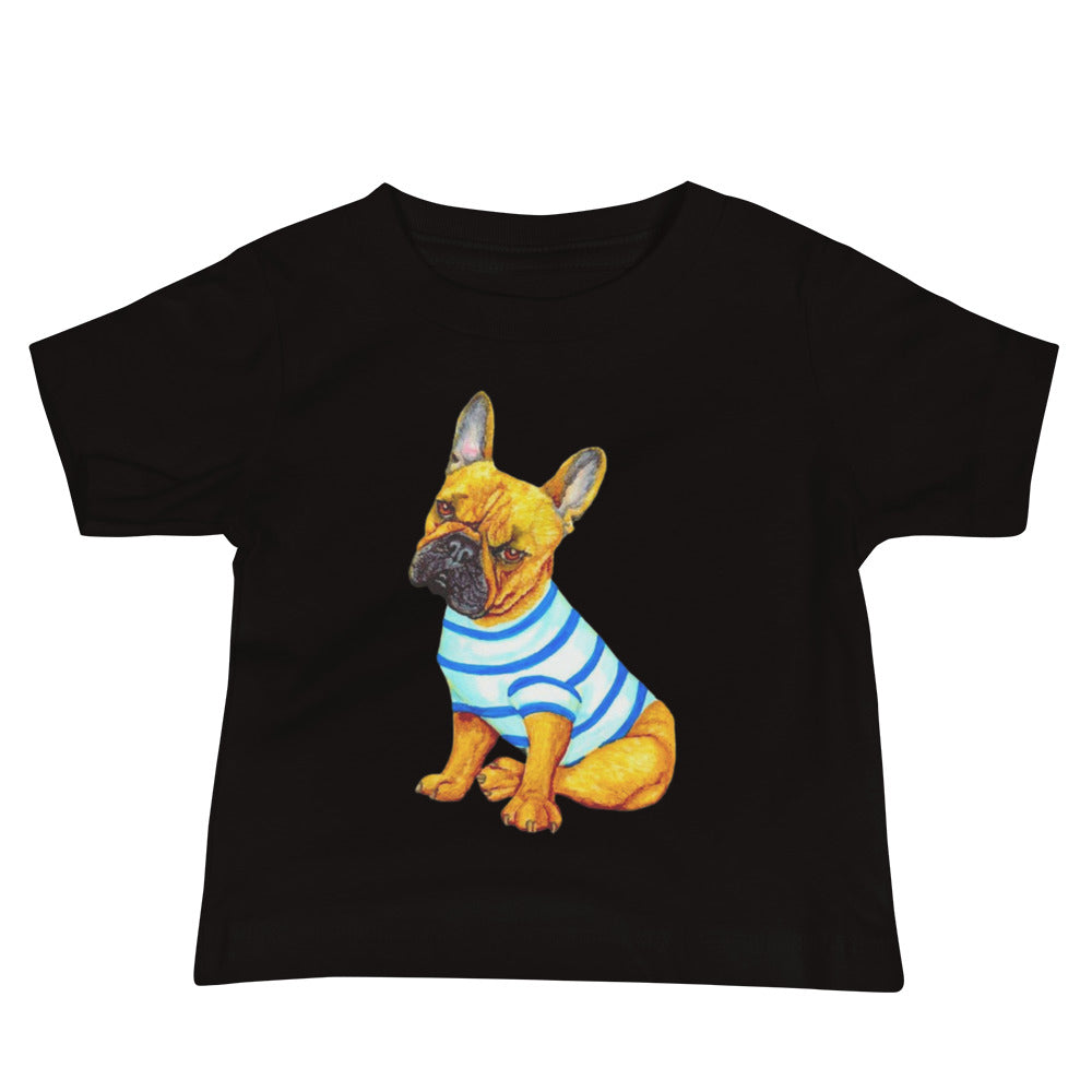 French Bulldog Baby Jersey Short Sleeve Tee T-shirt Indie Darling Design Black 6-12m