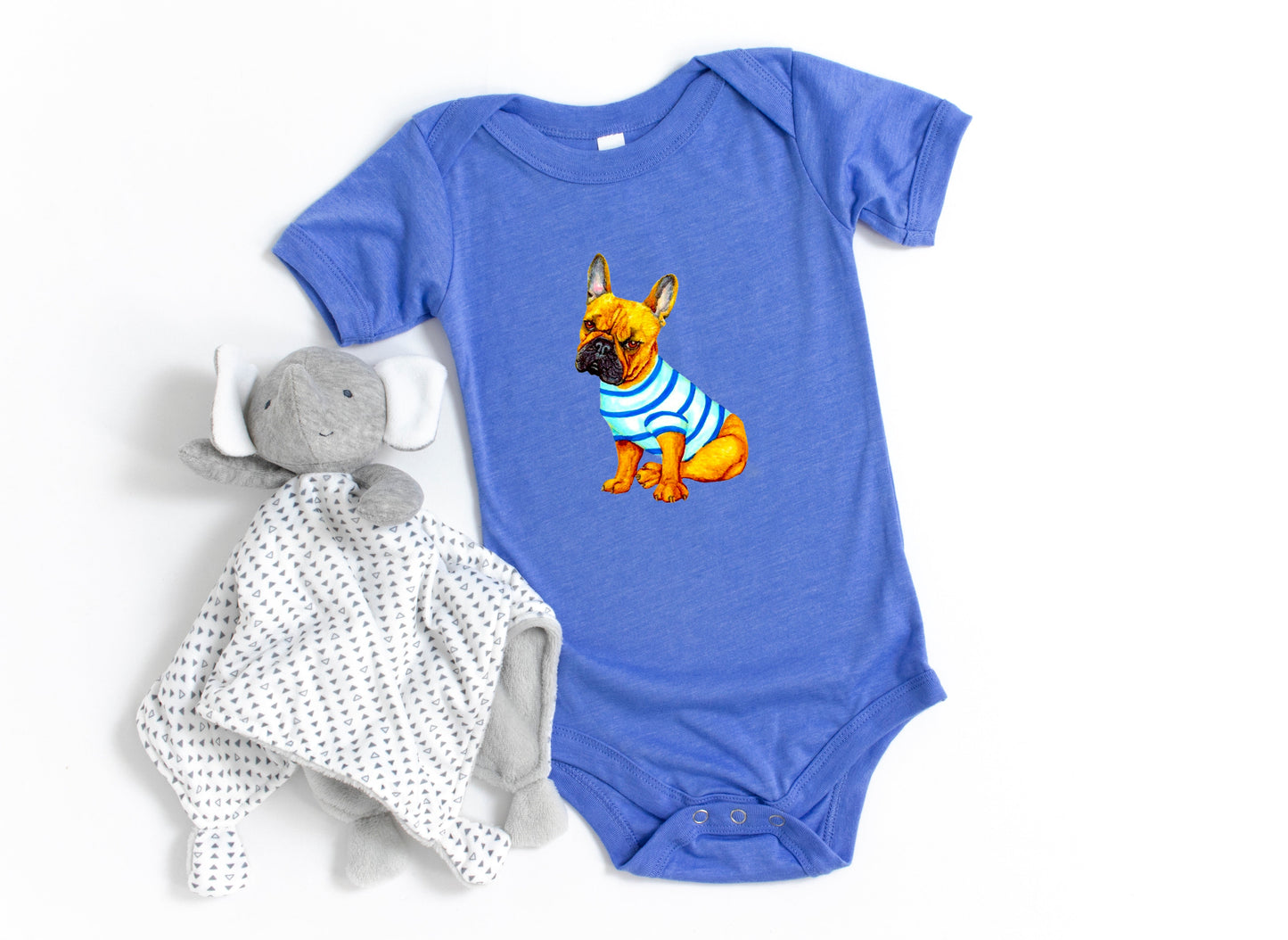 French Bulldog Baby Short Sleeve One Piece Baby One-Pieces Indie Darling Design