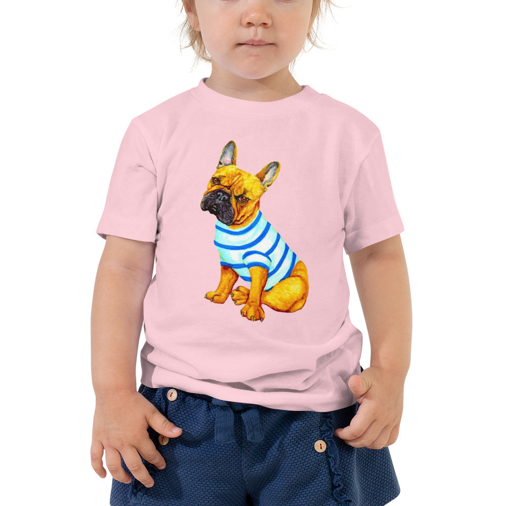 French Bulldog Toddler Short Sleeve Tee T-shirt Indie Darling Design Pink 2T