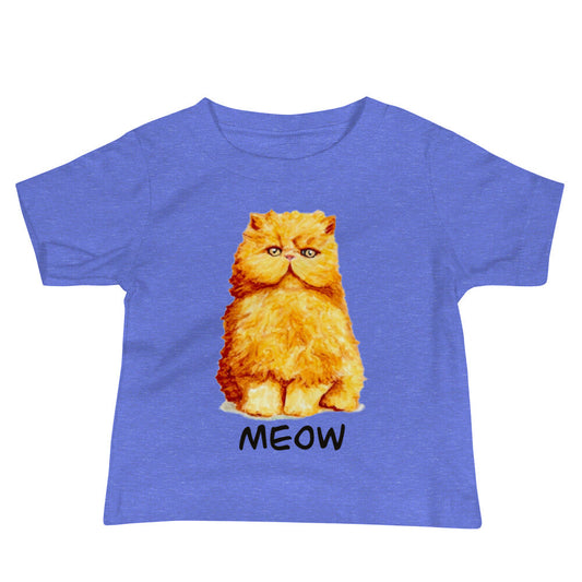 Orange Persian Cat Baby Jersey Short Sleeve Tee Baby & Toddler Tops Indie Darling Design Heather Columbia Blue 6-12m