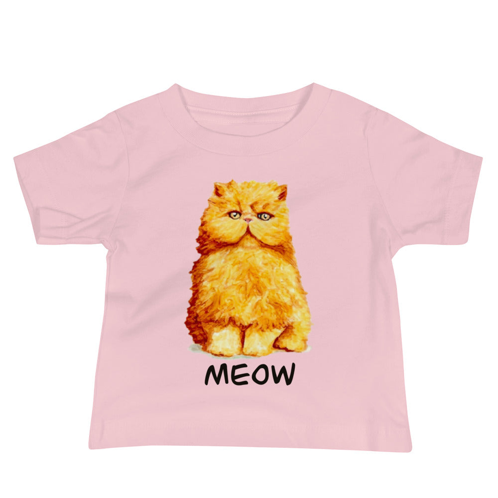 Orange Persian Cat Baby Jersey Short Sleeve Tee Baby & Toddler Tops Indie Darling Design Pink 6-12m