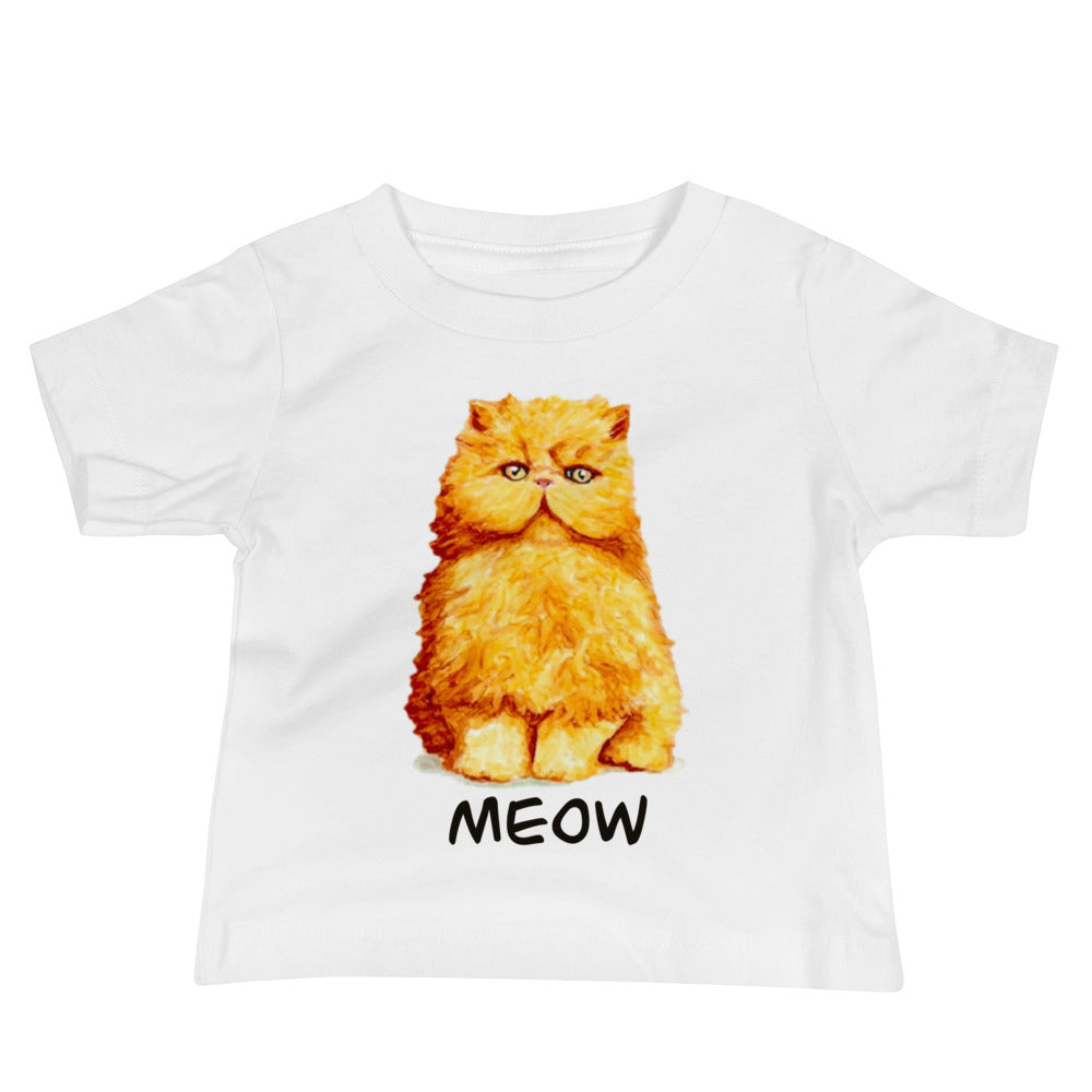 Orange Persian Cat Baby Jersey Short Sleeve Tee Baby & Toddler Tops Indie Darling Design White 6-12m