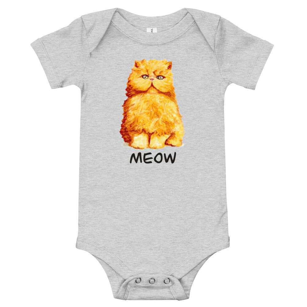 Orange Persian Cat Baby Short Sleeve One Piece Baby One-Pieces Indie Darling Design