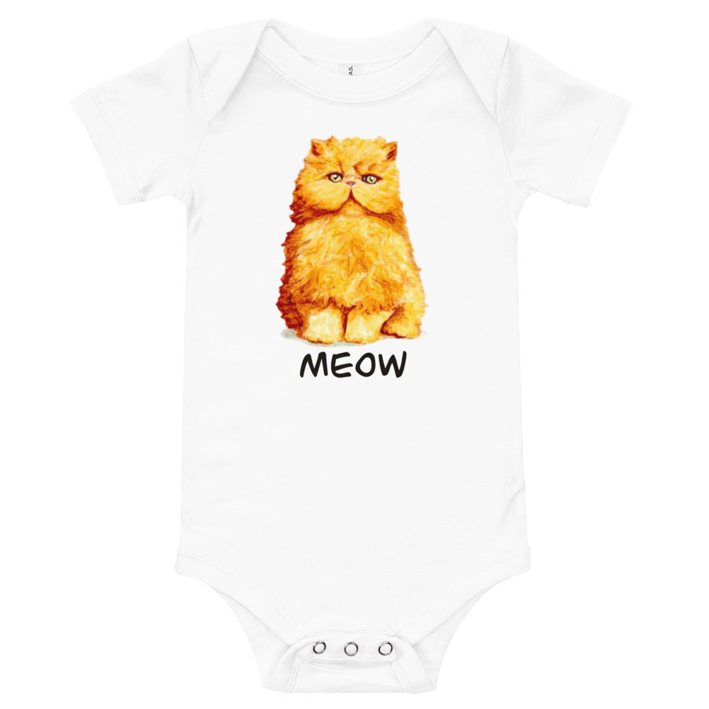 Orange Persian Cat Baby Short Sleeve One Piece Baby One-Pieces Indie Darling Design