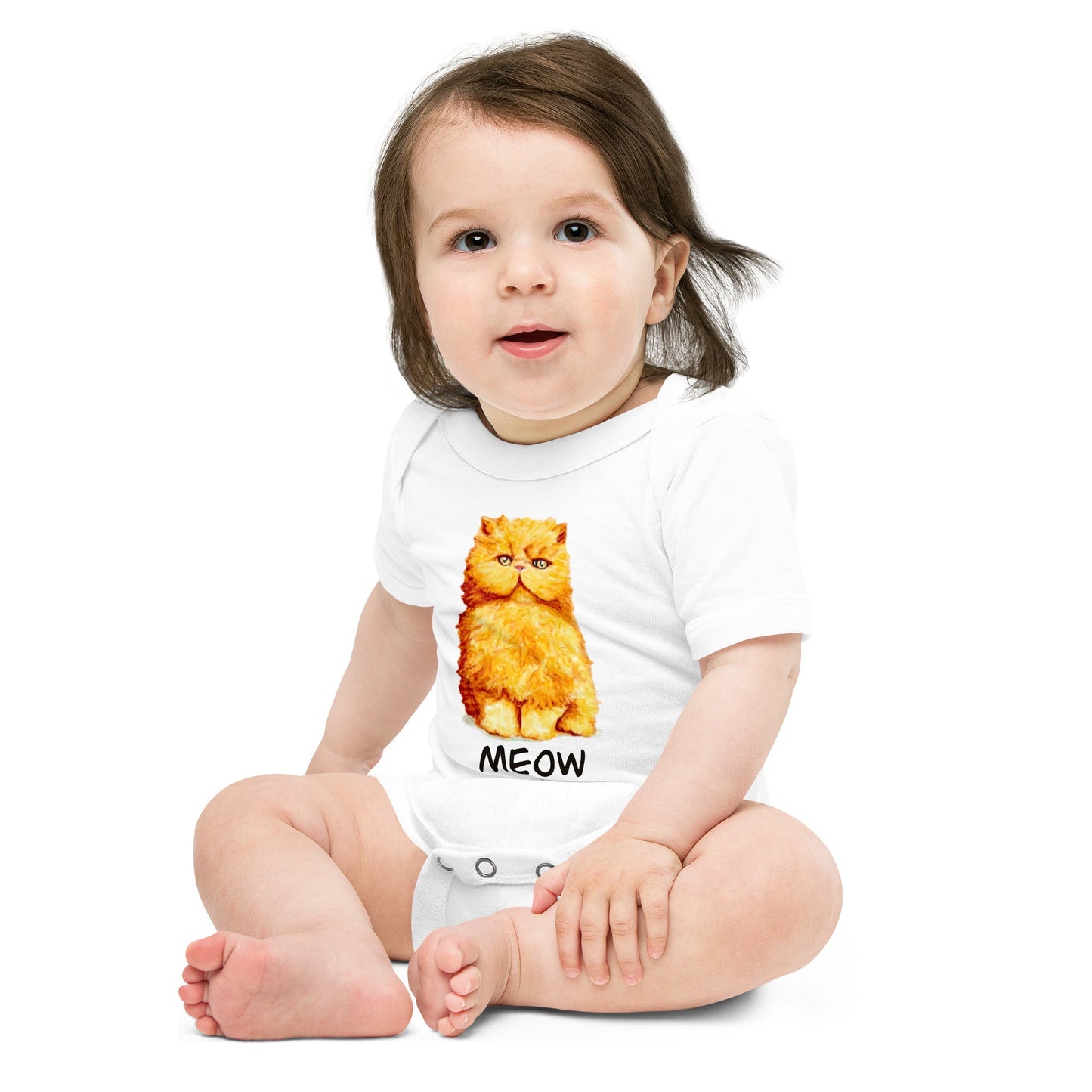 Orange Persian Cat Baby Short Sleeve One Piece Baby One-Pieces Indie Darling Design