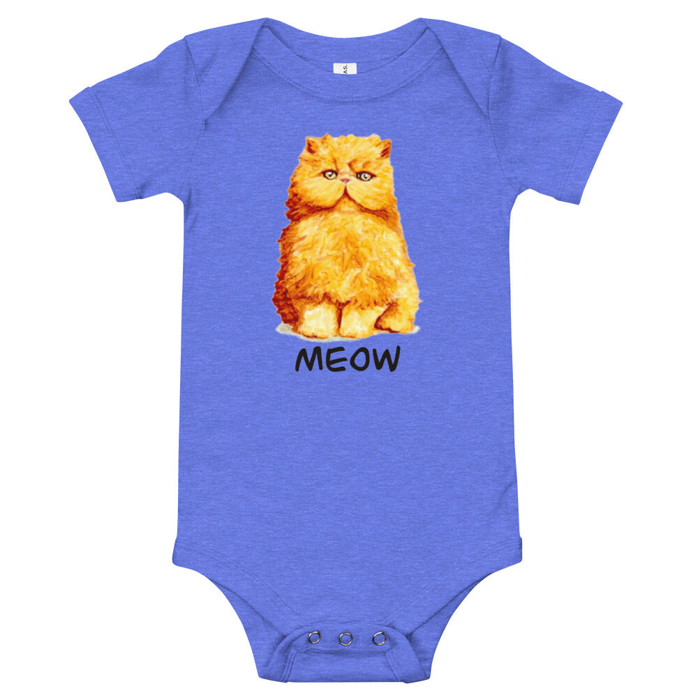 Orange Persian Cat Baby Short Sleeve One Piece Baby One-Pieces Indie Darling Design