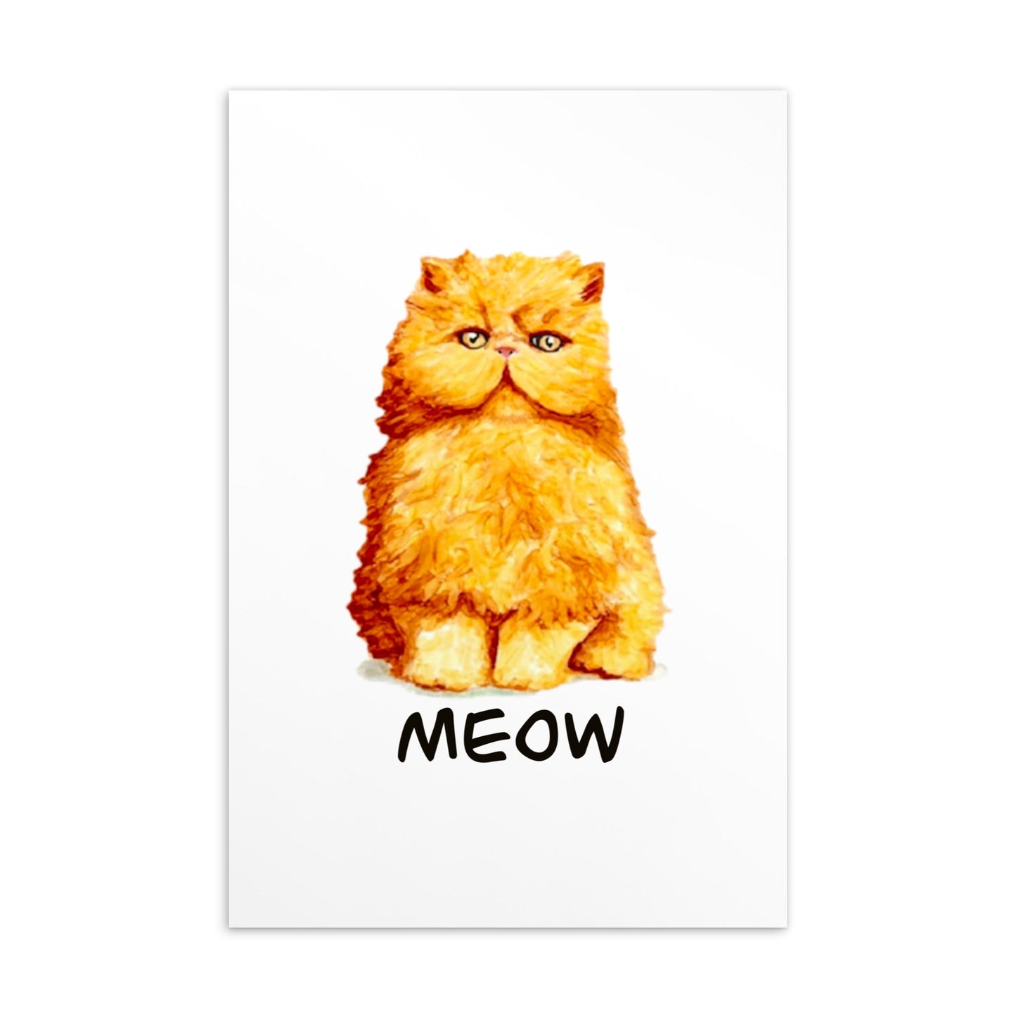Orange Persian Cat Illustrated Flat Card Greeting & Note Cards Indie Darling Design
