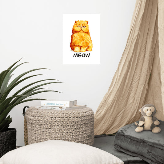 Orange Persian Cat Poster Print without Frame Posters, Prints, & Visual Artwork Indie Darling Design