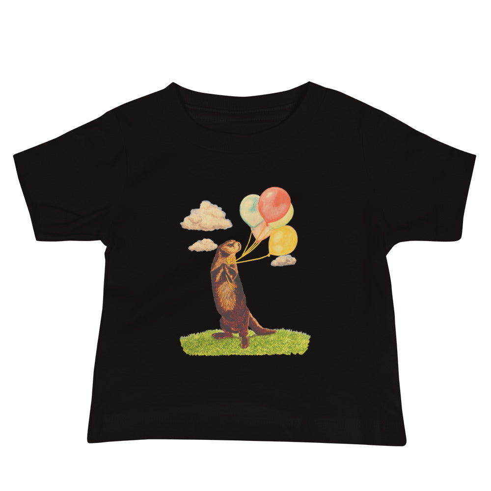 Otter and Balloons Baby Jersey Short Sleeve Tee Baby & Toddler Tops Indie Darling Design Black 6-12m