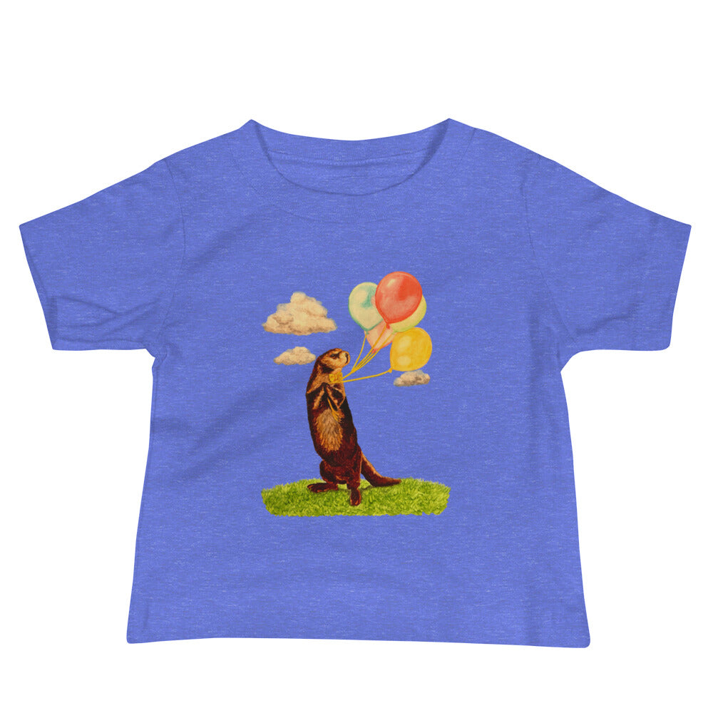 Otter and Balloons Baby Jersey Short Sleeve Tee Baby & Toddler Tops Indie Darling Design Heather Columbia Blue 6-12m