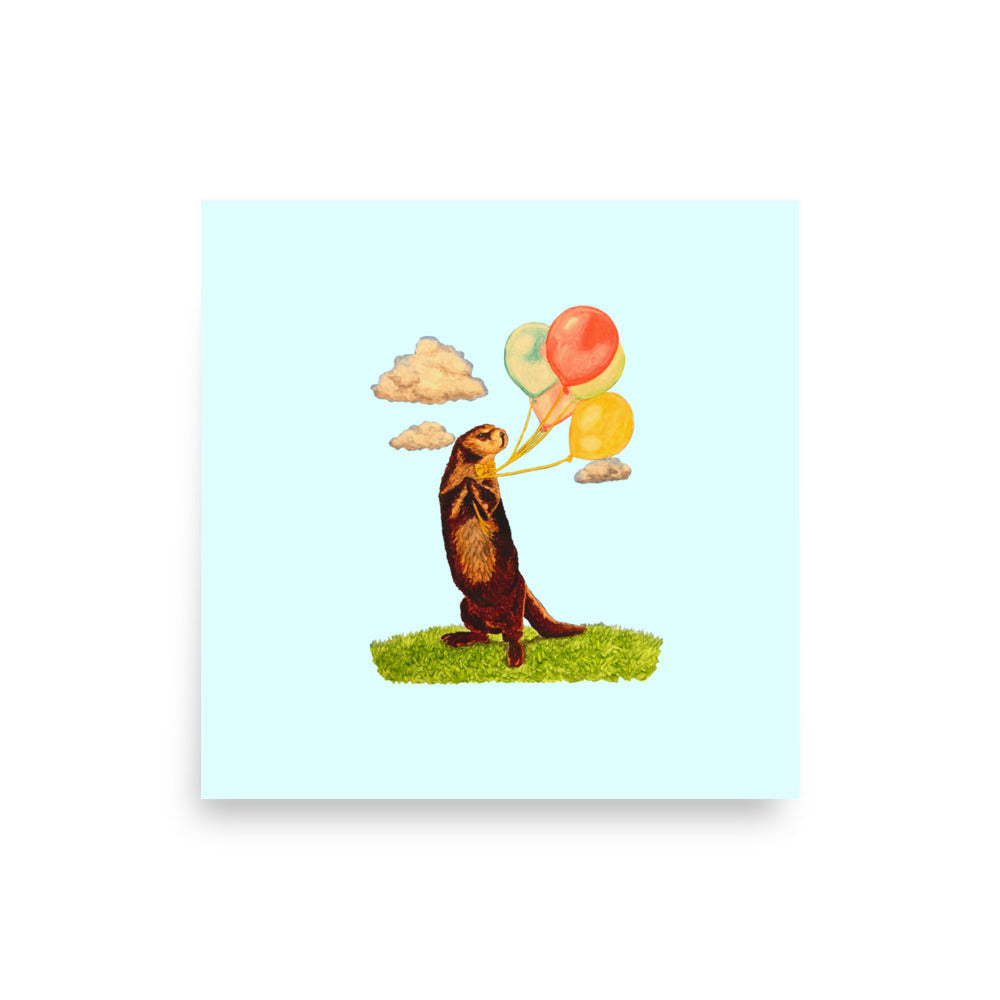 Otter and Balloons Glossy Mug Mugs Indie Darling Design