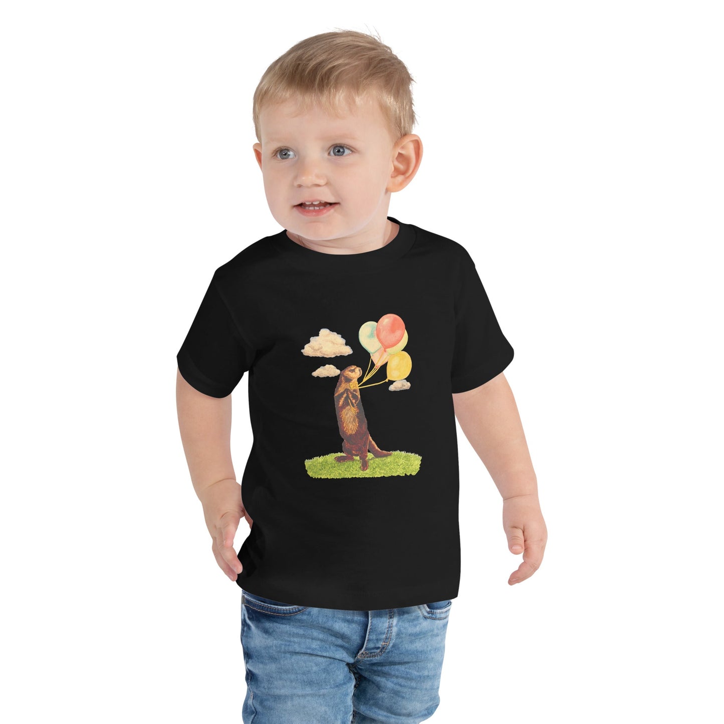Otter and Balloons Toddler Short Sleeve Tee Baby & Toddler Tops Indie Darling Design