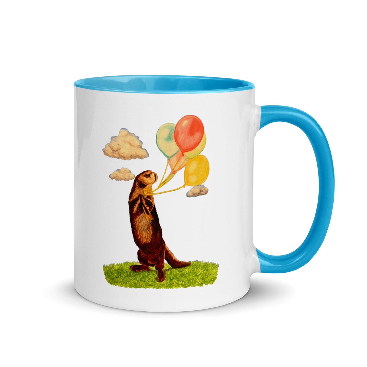 Otter and Balloons Two-Toned Mug Mugs Indie Darling Design