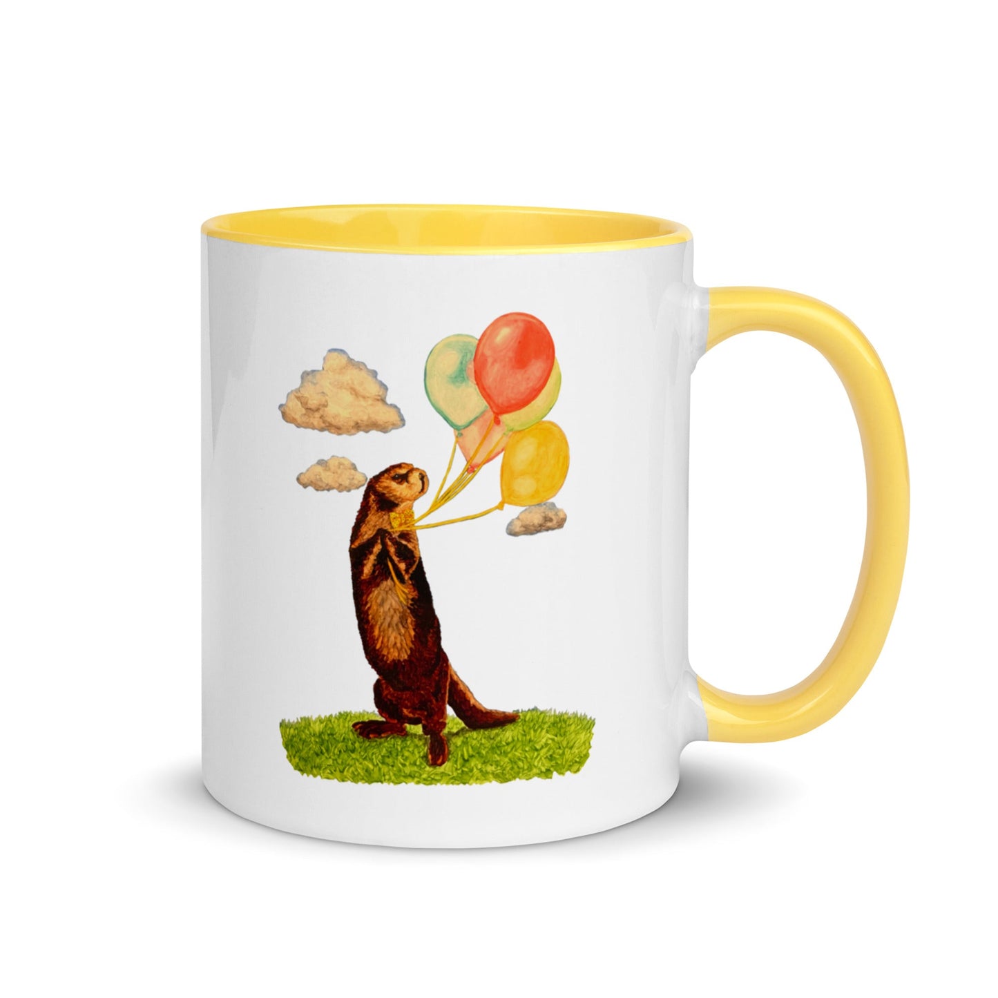 Otter and Balloons Two-Toned Mug Mugs Indie Darling Design