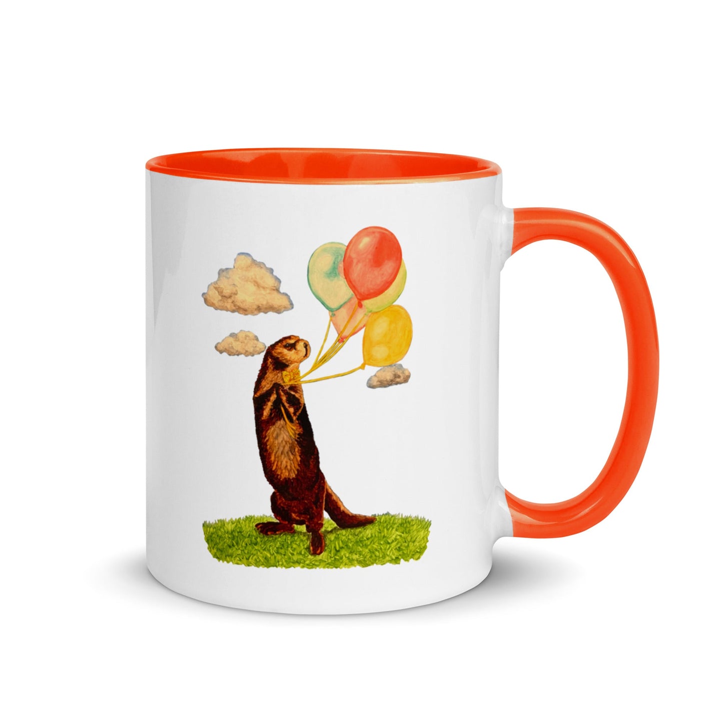 Otter and Balloons Two-Toned Mug Mugs Indie Darling Design