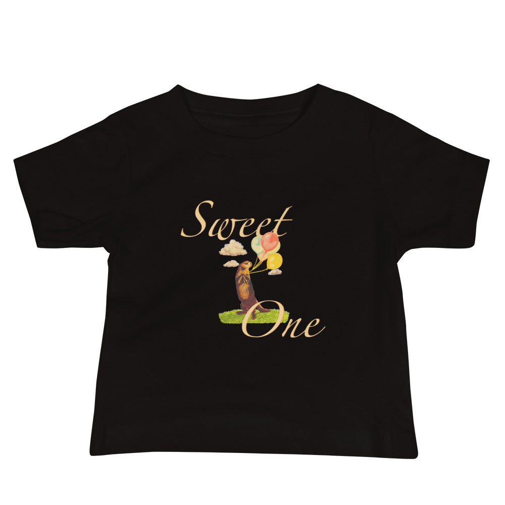 Sweet One Cute Otter Baby Jersey Short Sleeve Tee T-shirt Indie Darling Design Black 6-12m