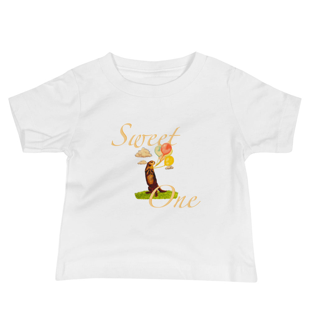 Sweet One Cute Otter Baby Jersey Short Sleeve Tee T-shirt Indie Darling Design White 6-12m