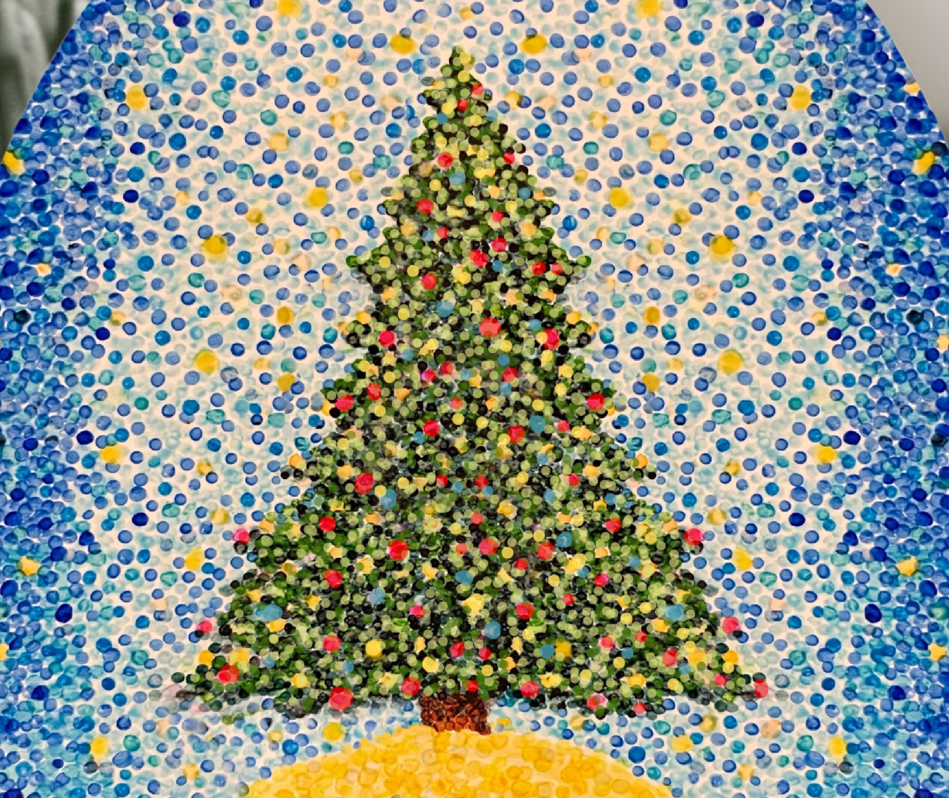 Ceramic Ornament - Pointillism Christmas Tree 1-Side Print Home Decor Printify 