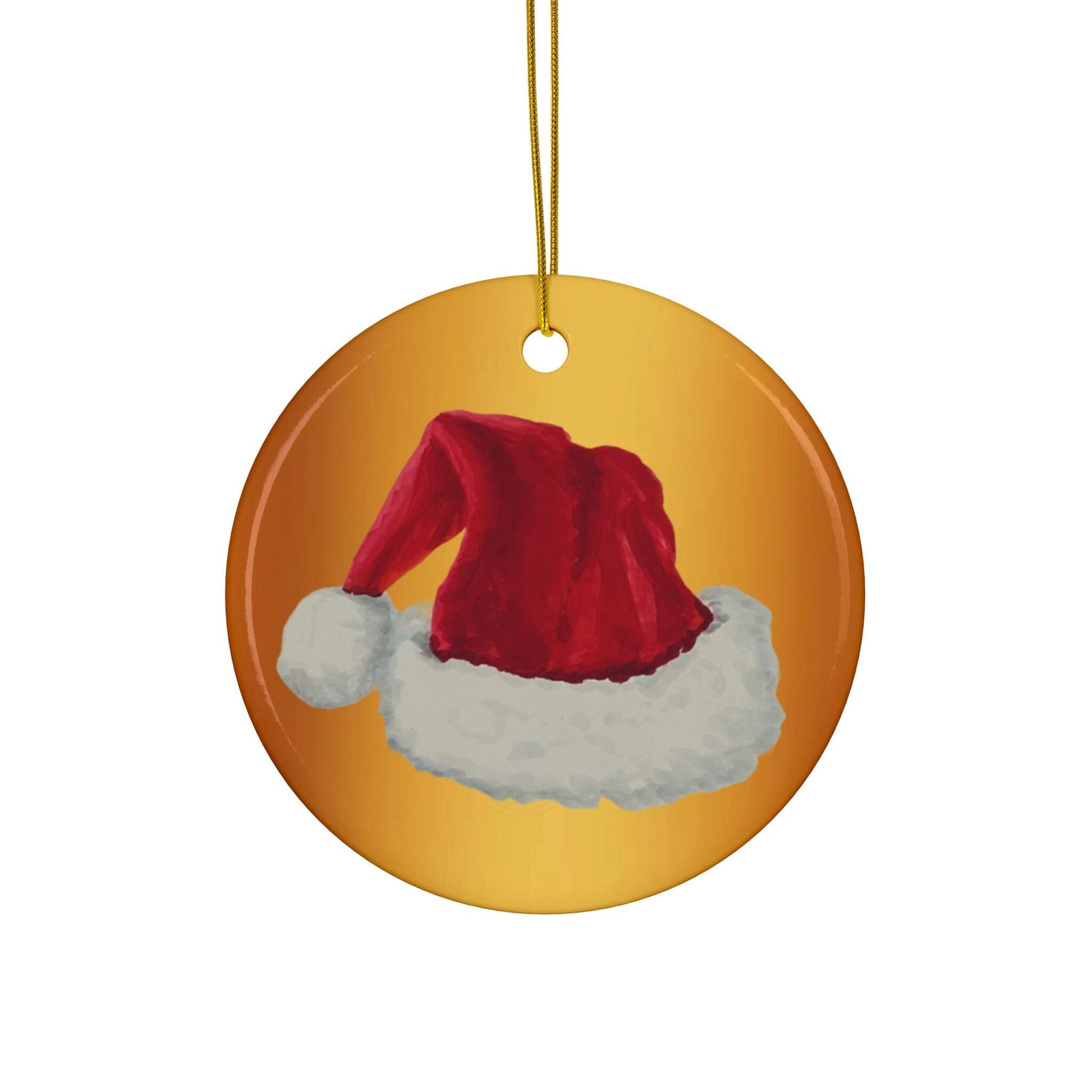 Ceramic Ornaments Santa Hat Gold Background 2-Side Print Home Decor Printify Circle 3 pcs One size