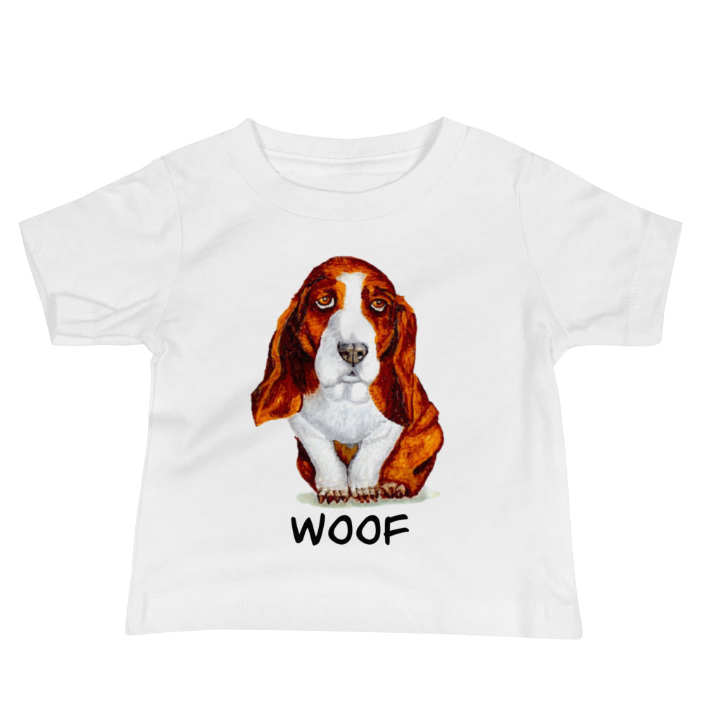 Basset Hound Puppy Baby Jersey Short Sleeve Tee T-shirt Indie Darling Design White 6-12m 