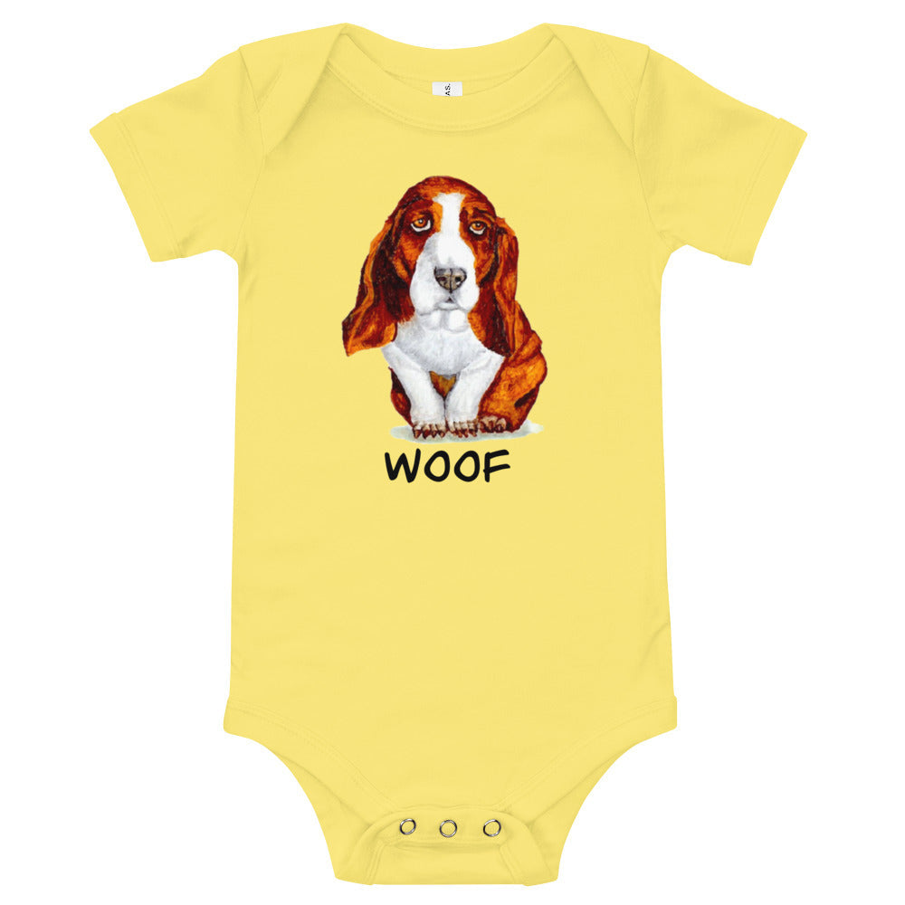 Basset Hound Puppy Baby Short Sleeve One Piece Baby One-Pieces Indie Darling Design 