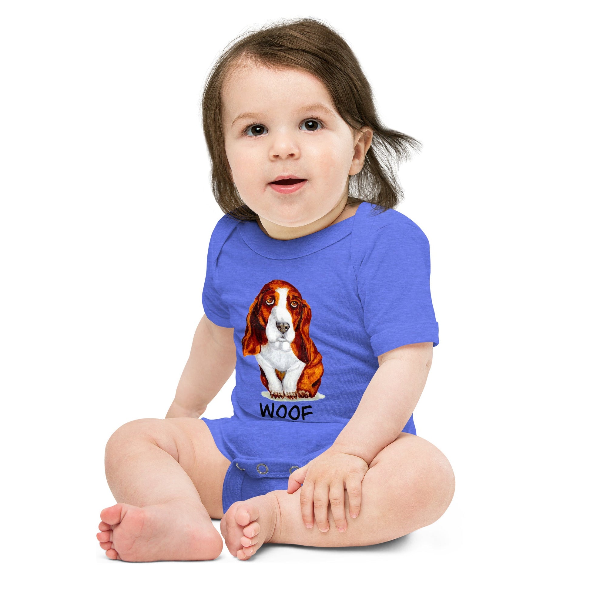 Basset Hound Puppy Baby Short Sleeve One Piece Baby One-Pieces Indie Darling Design 