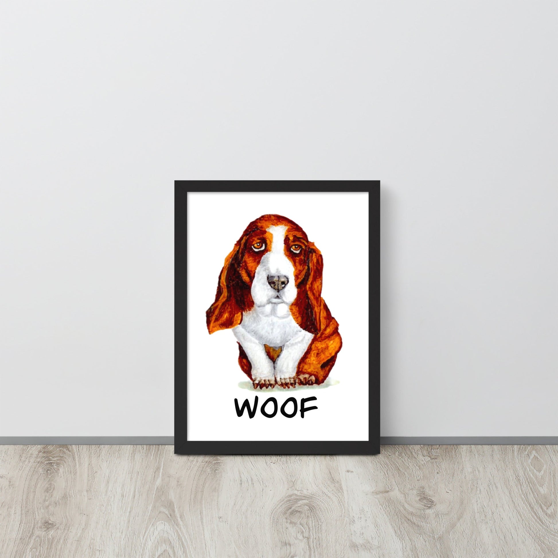 Basset Hound Puppy Framed Poster Posters, Prints, & Visual Artwork Indie Darling Design 