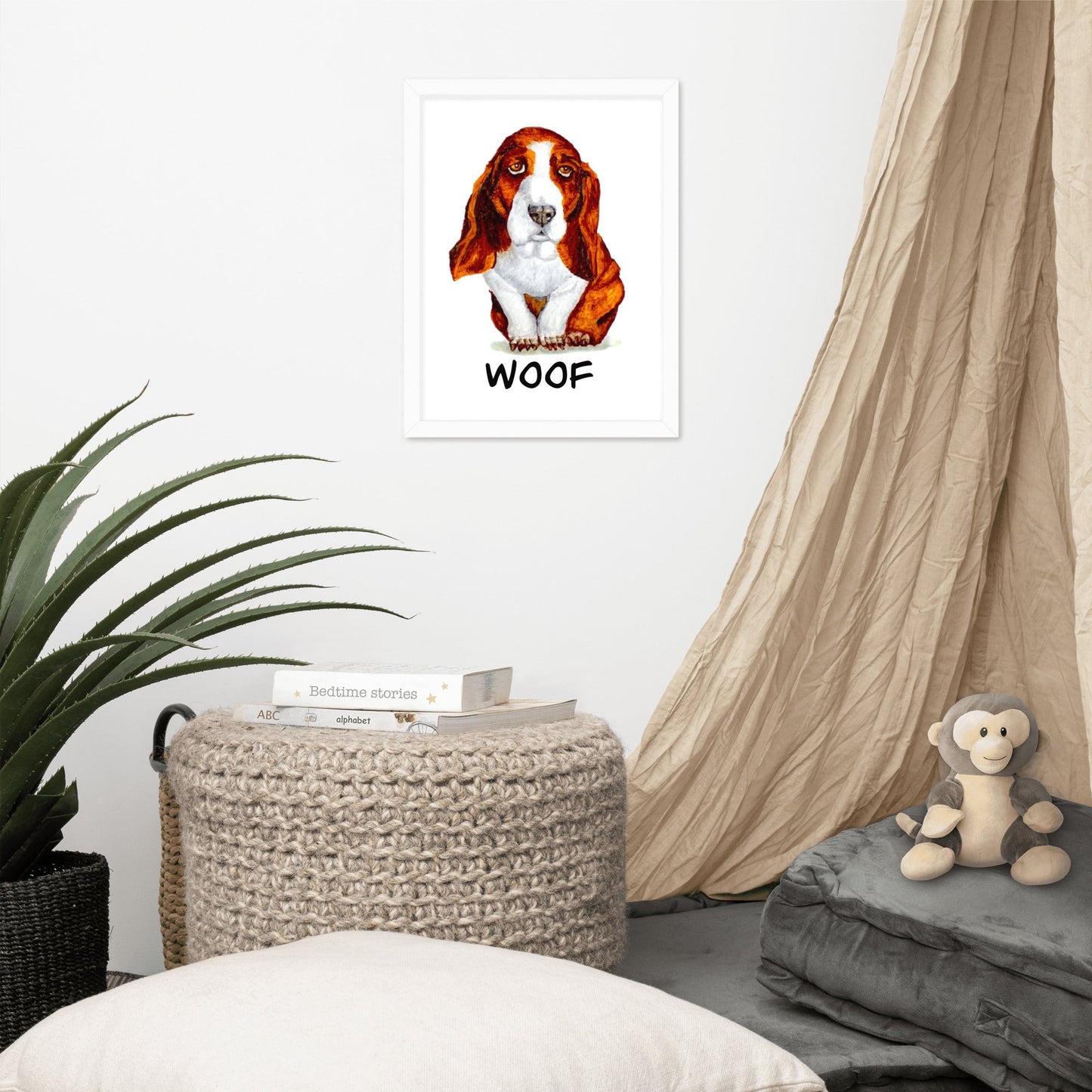 Basset Hound Puppy Framed Poster Posters, Prints, & Visual Artwork Indie Darling Design 