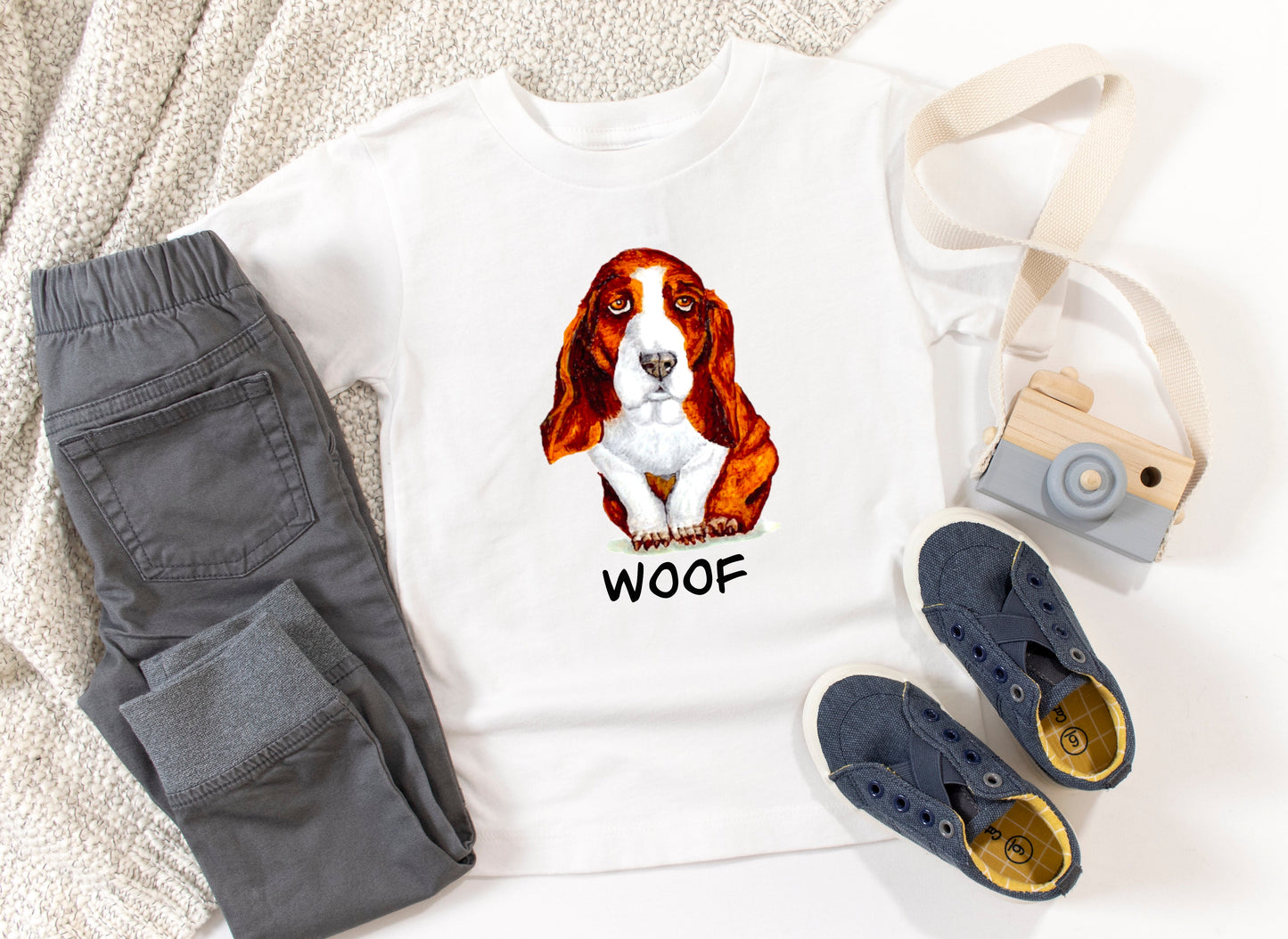 Basset Hound Puppy Toddler Short Sleeve Tee T-shirt Indie Darling Design 