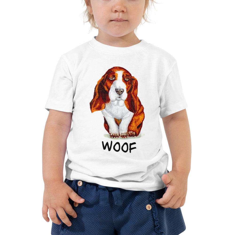 Basset Hound Puppy Toddler Short Sleeve Tee T-shirt Indie Darling Design White 2T 