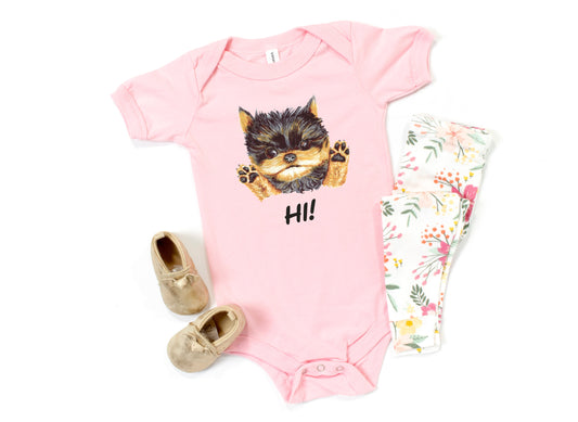Corgie Puppy Baby Short Sleeve One Piece Baby One-Pieces Indie Darling Design 