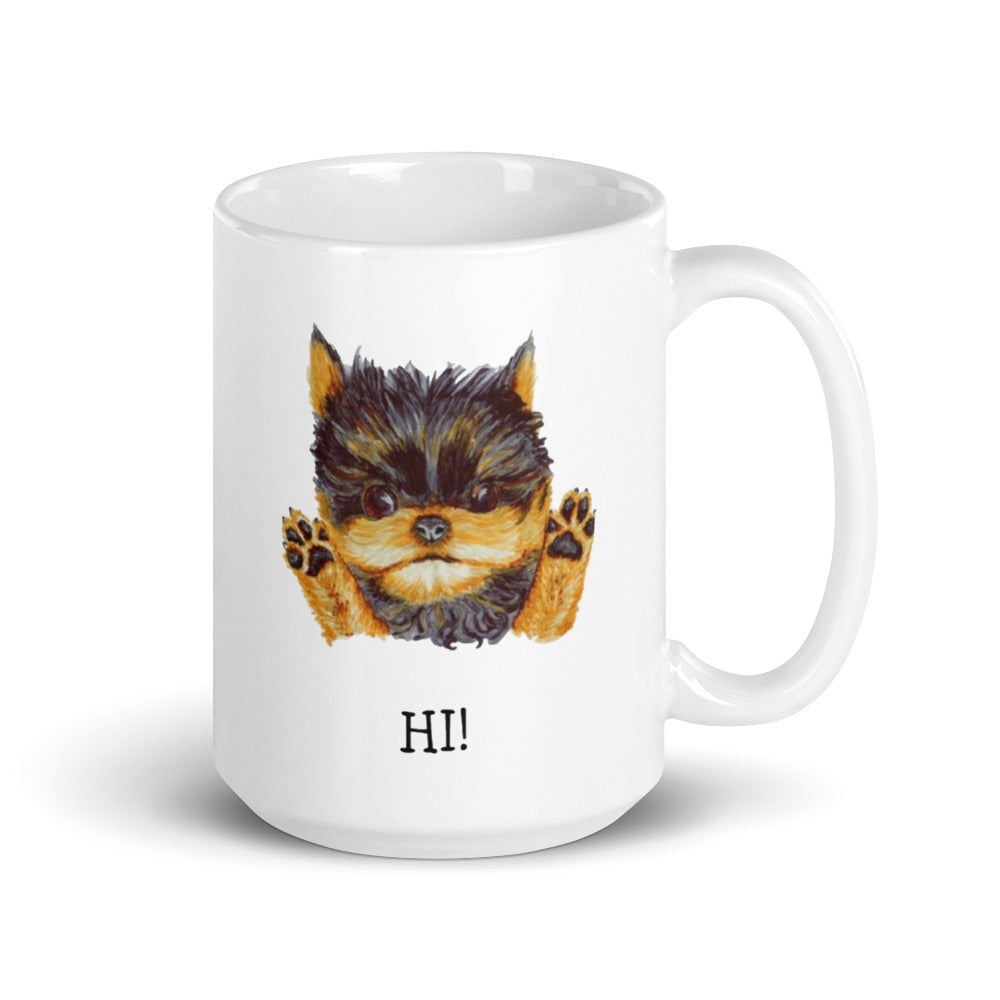 Corgie Puppy on White Glossy Mug Mugs Indie Darling Design 